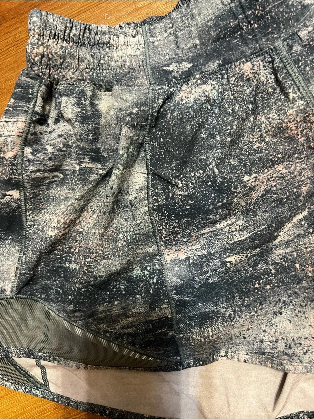 lululemon athletica Teal Marble-Pattern Athletic Shorts